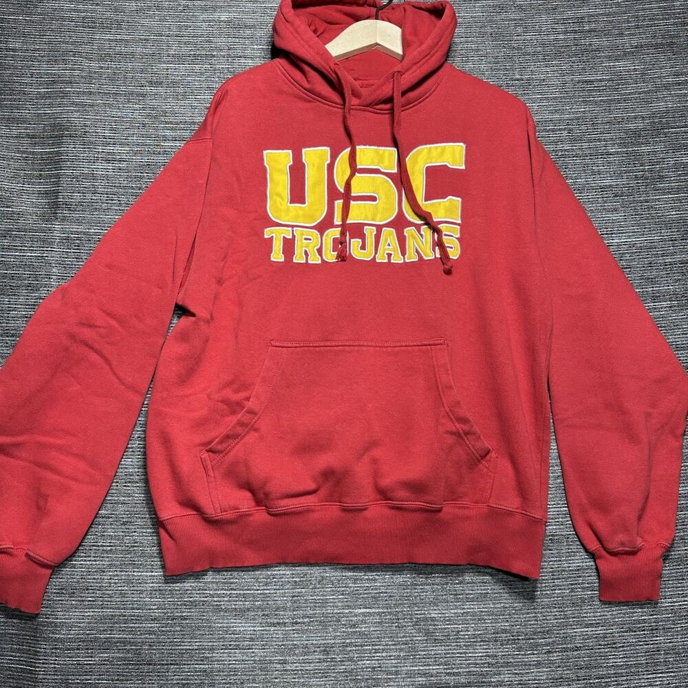 USC Hoodie Men's L Red Trojans Pullover Fight On Embroidered